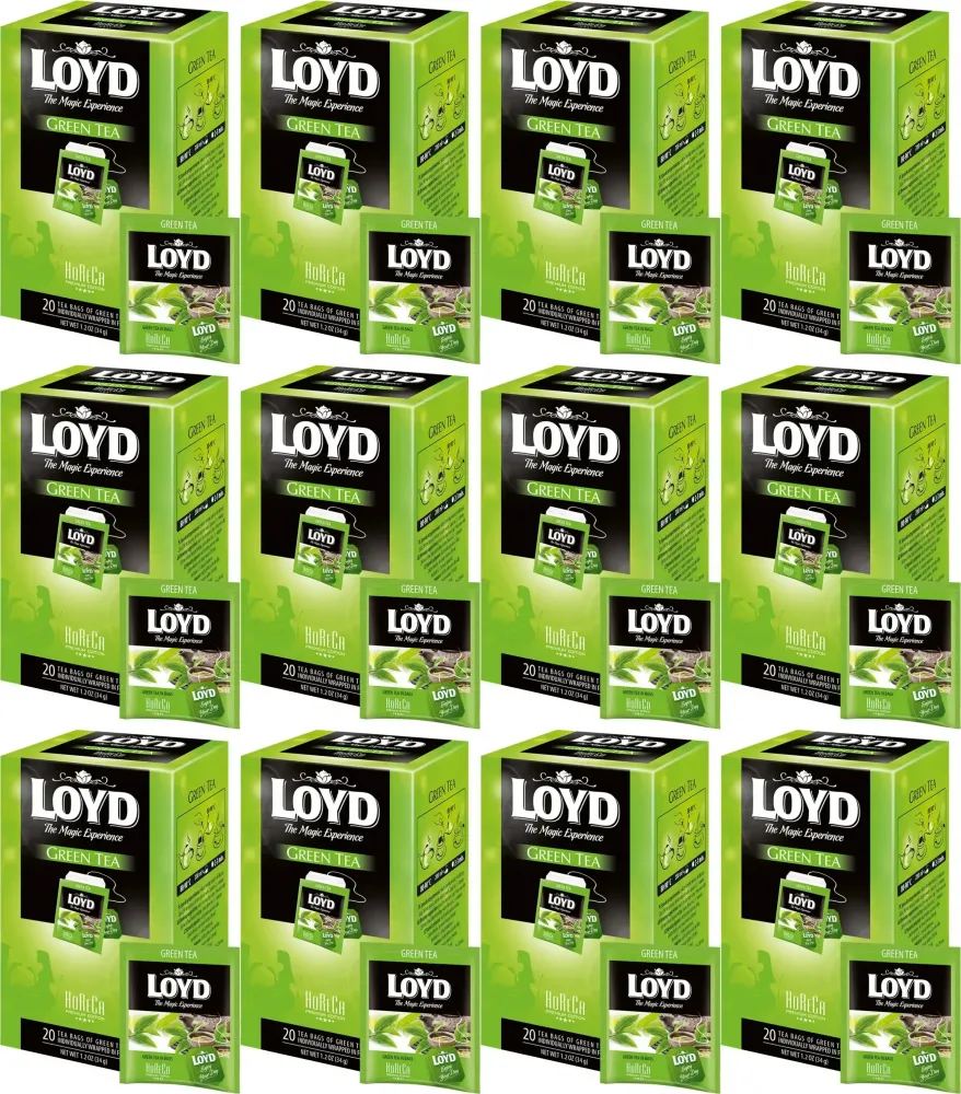 12x Herbata zielona w kopertach Loyd Horeca Green Tea, 20 sztuk x 1.7g