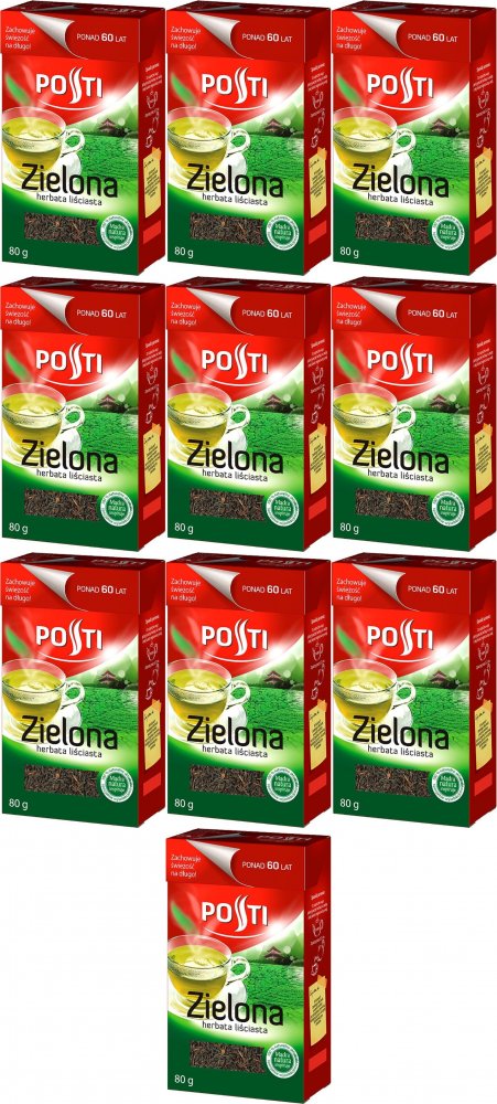 10x Herbata zielona liściasta Posti, 80g