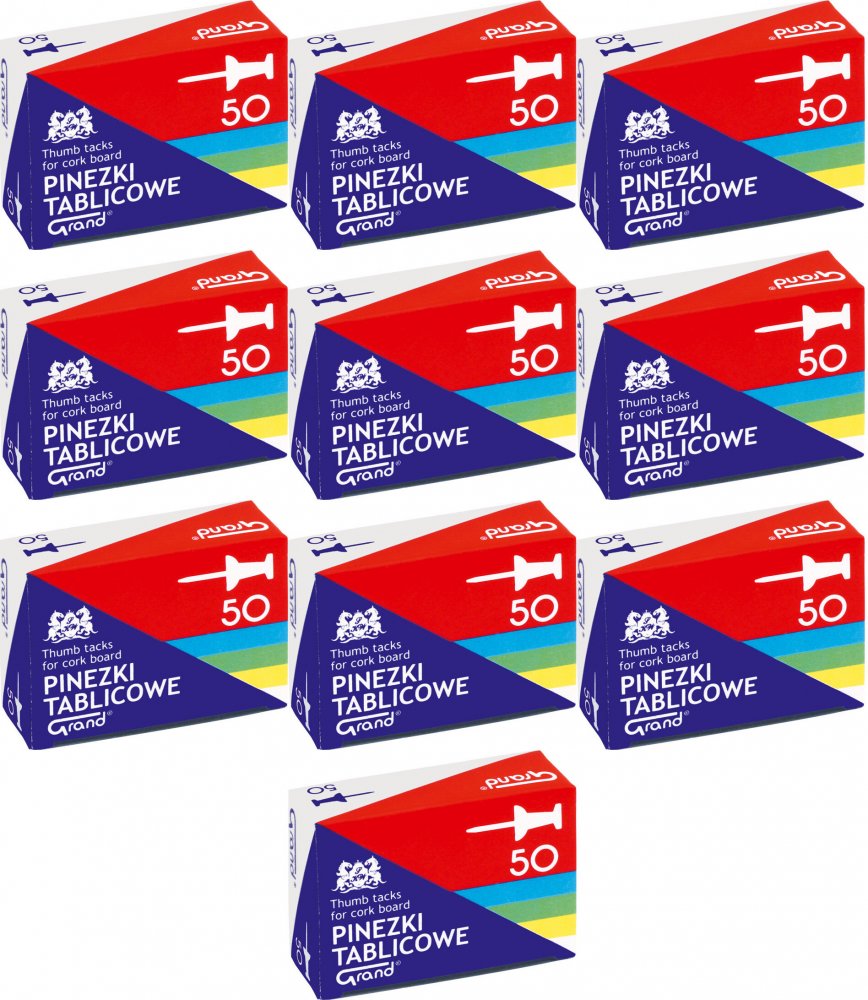 10x Pinezki beczułki Grand, 50 sztuk, mix kolorów