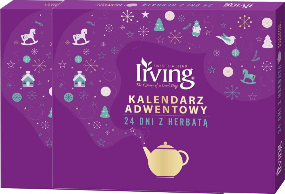 2x Kalendarz adwentowy, zestaw herbat w kopertach Irving, 24 smaki, 24 sztuk