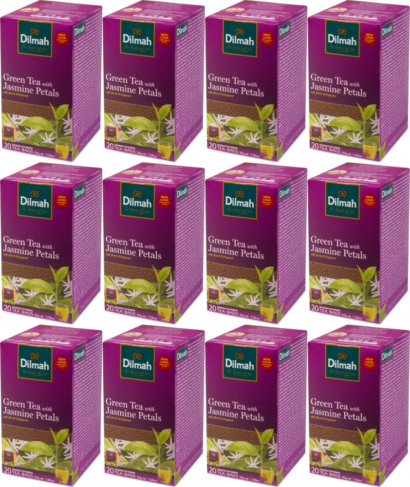 12x Herbata zielona smakowa w kopertach Dilmah Jasmine Green Tea, 20 sztuk x 1.5g