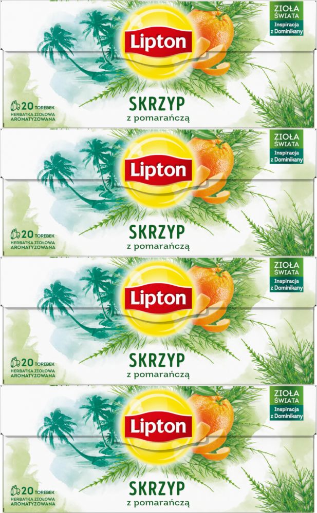 4x Herbata ziołowa w torebkach Lipton, skrzyp z pomarańczą, 20 sztuk x 1g