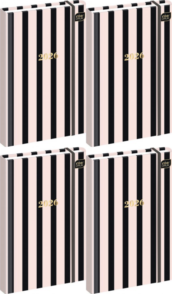 4x Kalendarz kieszonkowy 2026, Interdruk, Metallic Stripes, A6, tygodniowy