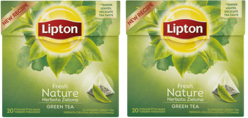 2x herbata zielona w piramidkach Lipton Green Tea Nature, 20 sztuk x 1.5g