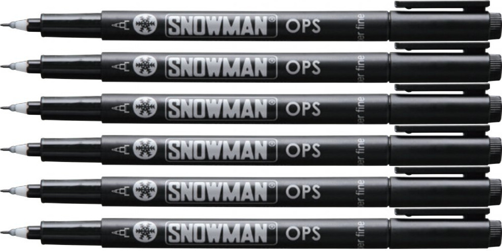 6x Foliopis permanentny Snowman OPS, super cienki, 0.3mm, czarny