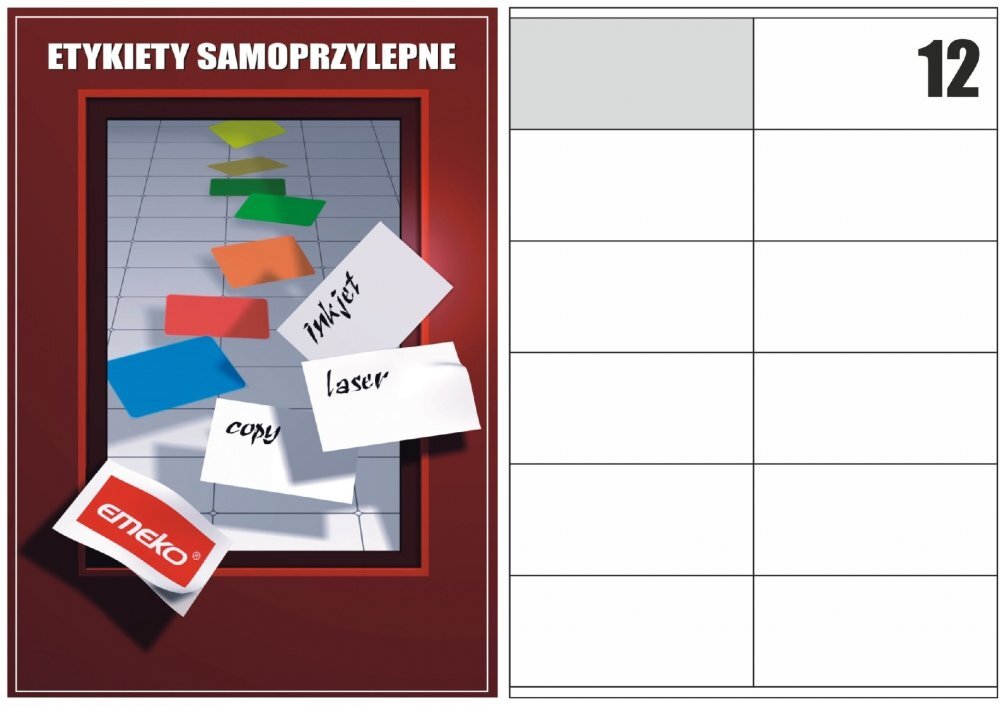 Etykiety Emeko, 105x48mm, 100 arkuszy, czerwony fluorescencyjny