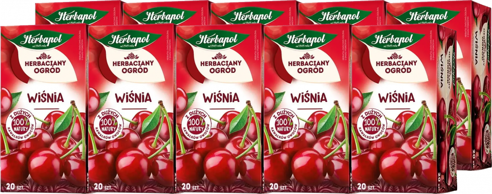 10x Herbata owocowa w torebkach Herbapol Herbaciany Ogród wiśnia, 20 sztuk x 2.7g