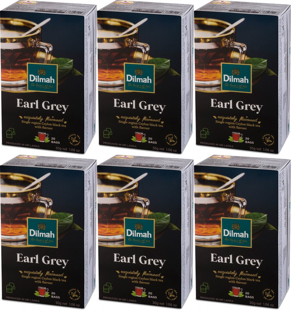 6x Herbata Earl Grey w torebkach Dilmah, 20 sztuk x 1.5g