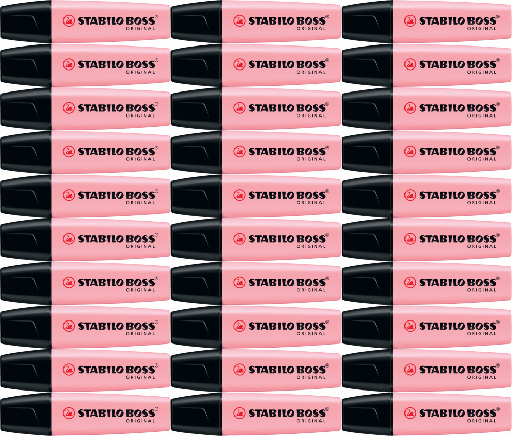 30x Zakreślacz Stabilo Boss Original 70/129, ścięta, pastelowy różowy