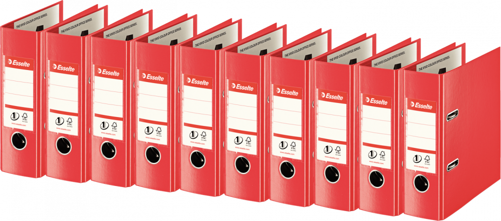 10x Segregator A5 Esselte No.1 Power, 75mm, do 500 kartek czerwony