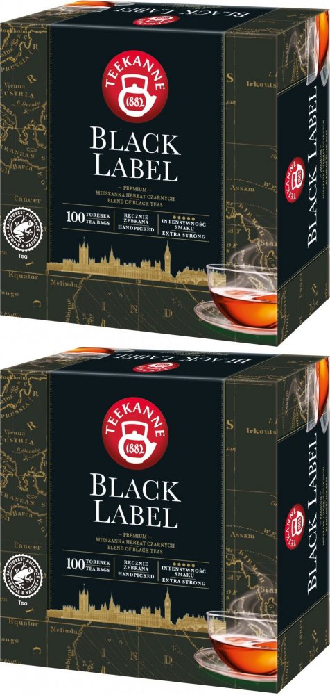 2x Herbata czarna w torebkach Teekanne Black Label, 100 sztuk x 2g