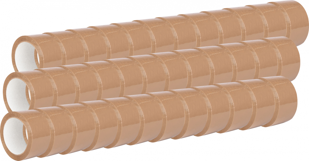 36x Taśma pakowa Premium, cicha, akryl, 48mm x 100m, brązowy