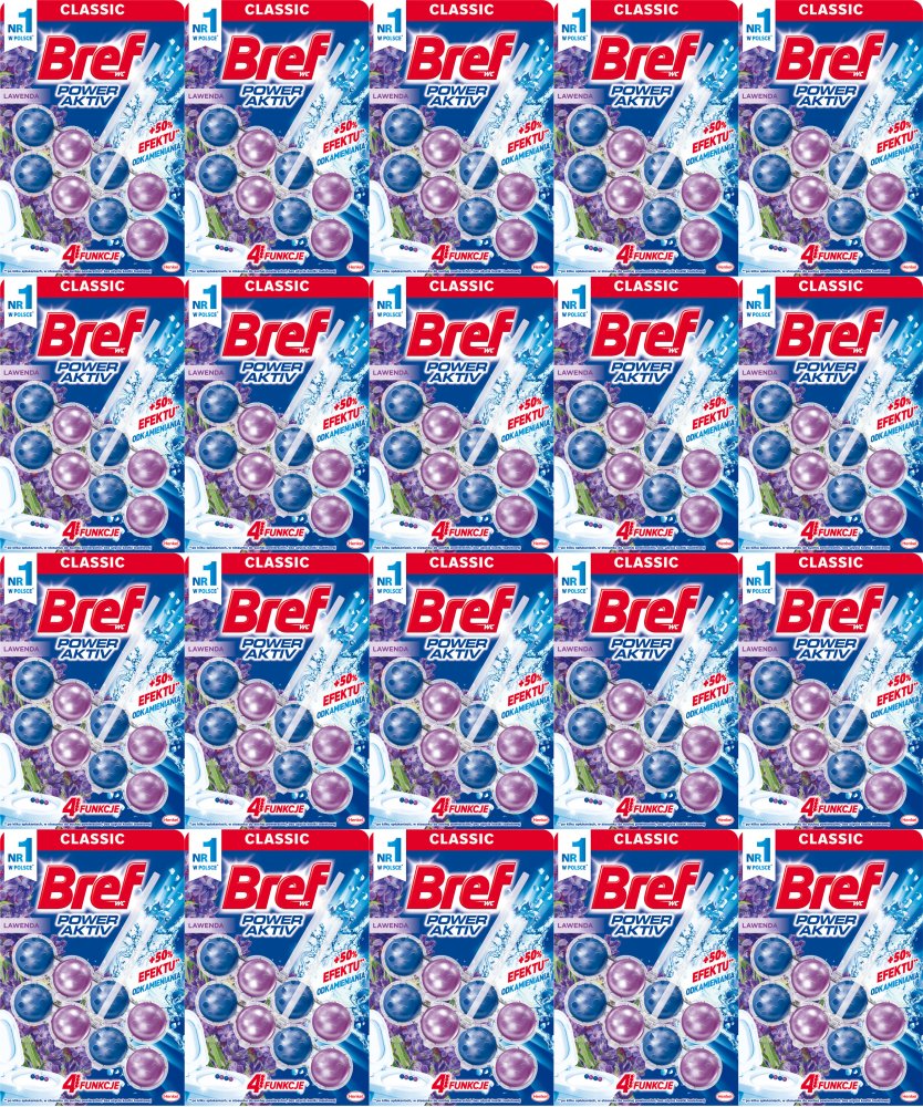 20x Zawieszka (kulki) do WC Bref, Power Activ, lawenda, 2x50g