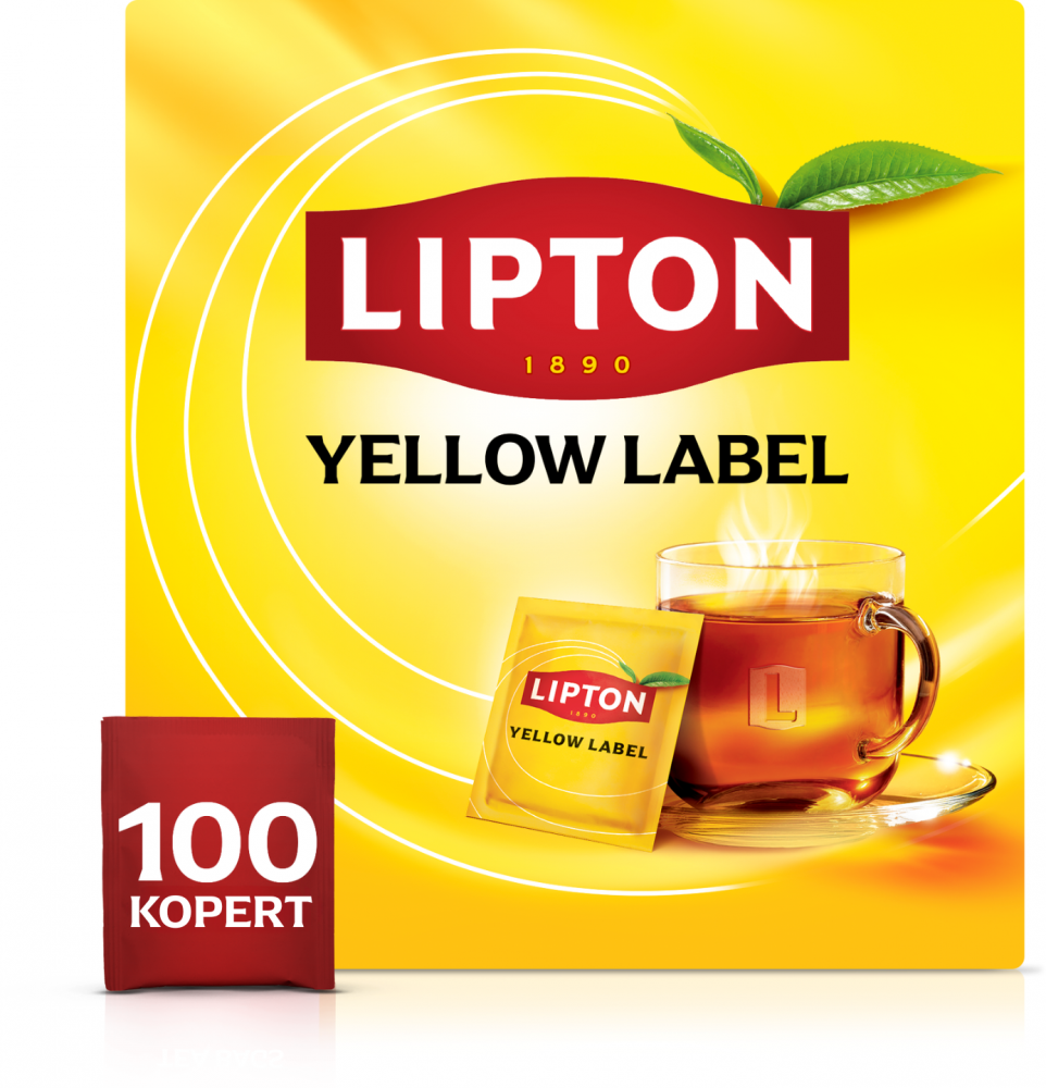 Herbata czarna w kopertach Lipton Yellow Label, 100 sztuk x 1.8g