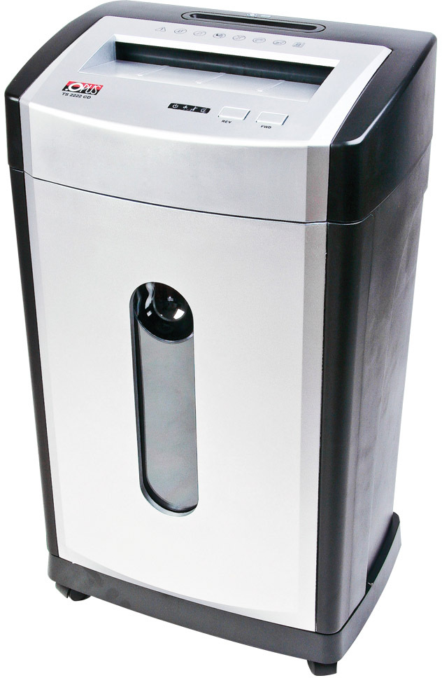 Niszczarka do papieru Opus TS 2222 CD, ścinek 3.9x44mm, 22 kartki, P-3/Tx-1/Ex-2 DIN, biało-czarny