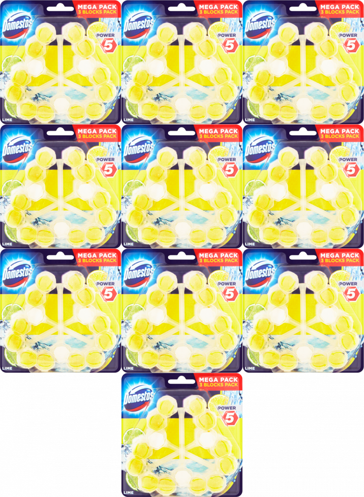 10x Zawieszka do WC Domestos Power 5, lime, 3x55g