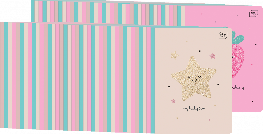 80x Zeszyt w kratkę Interdruk Glitter, A5, 32 kartki, mix wzorów