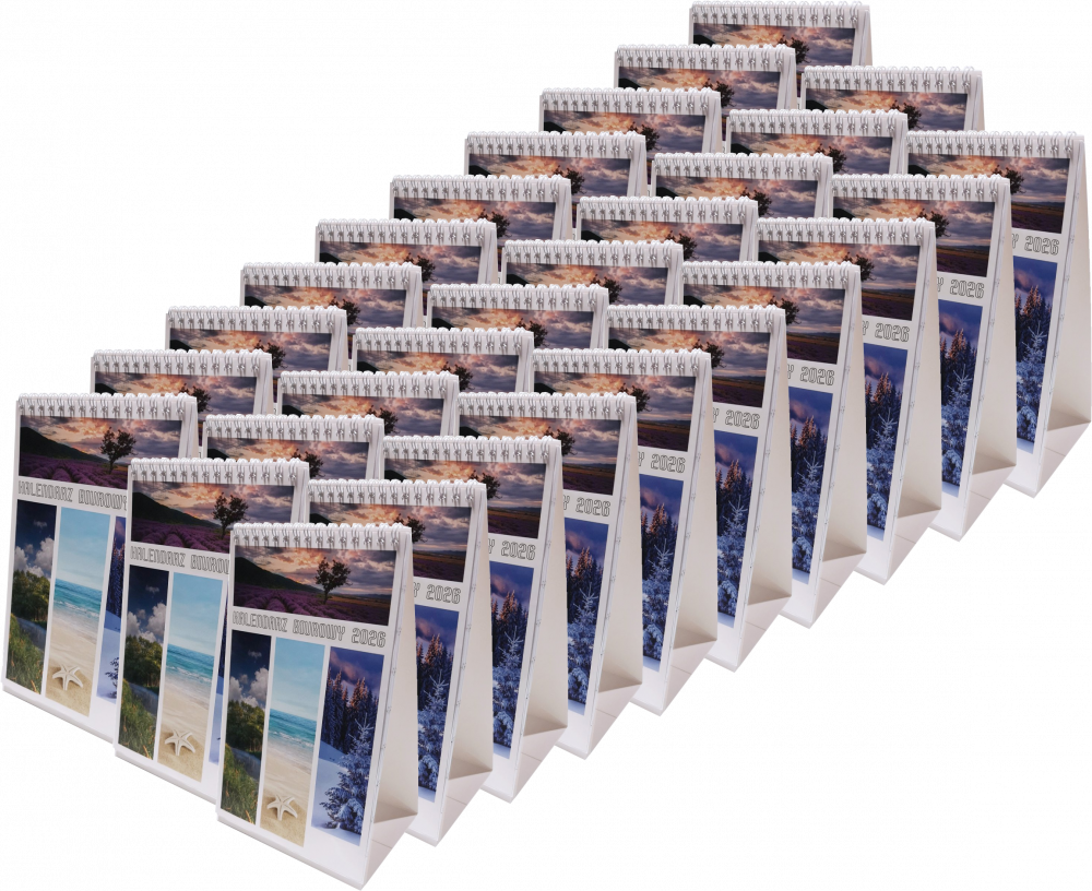 50x Kalendarz na biurko 2026, Udziałowiec, Merkury, 130x210mm, tygodniowy, 28 kartek