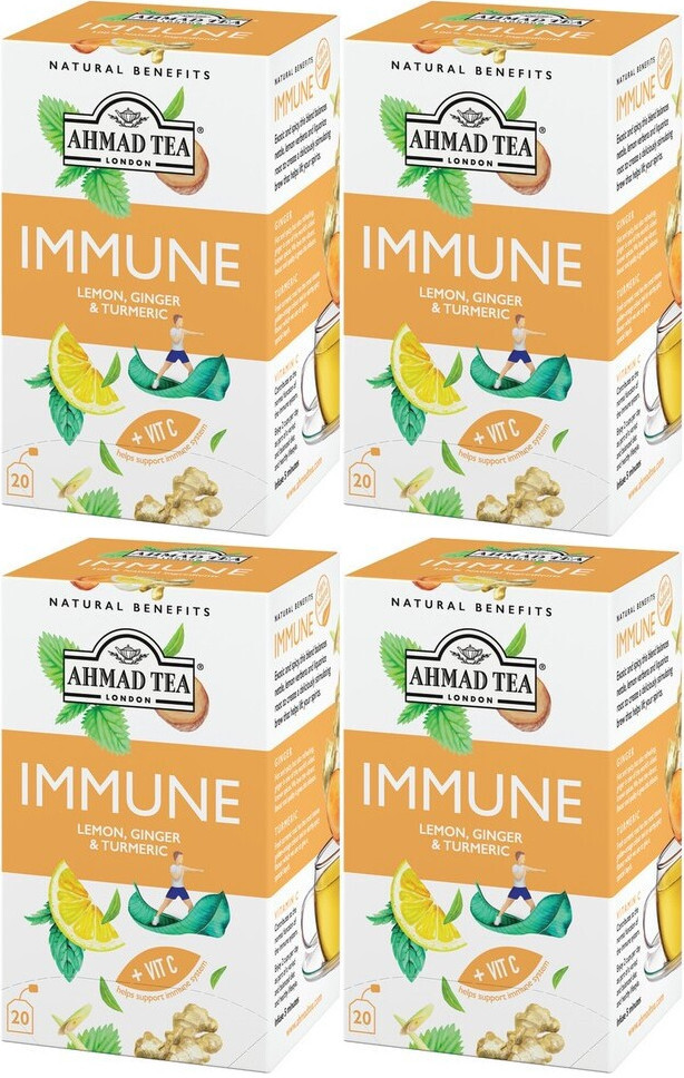 4x Herbata funkcjonalna w kopertach Ahmad Tea Immune Healthy Benefit, 20 sztuk x 1.5g