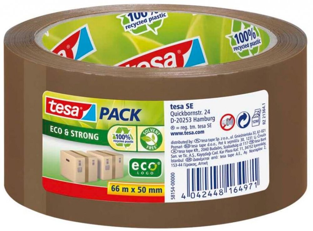 Taśma pakowa Tesa Eco&Strong, 50mm x 66m, brązowy
