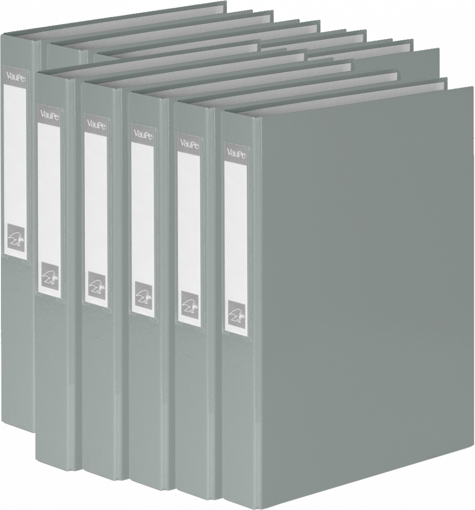 10x Segregator ringowy VauPe, A4, szerokość grzbietu 40mm, do 200 kartek, 4 ringi, szary