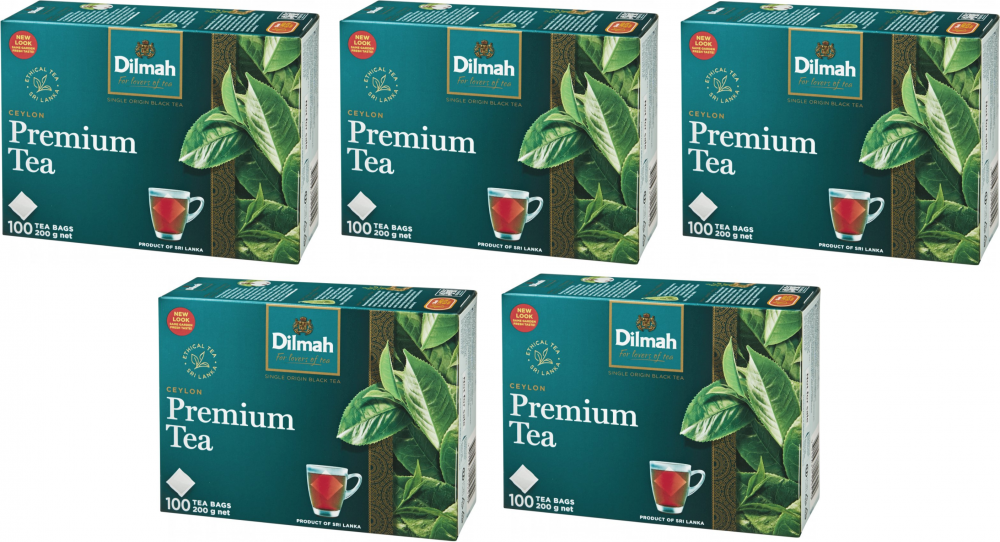 5x Herbata czarna w torebkach Dilmah Premium, 100 sztuk x 2g