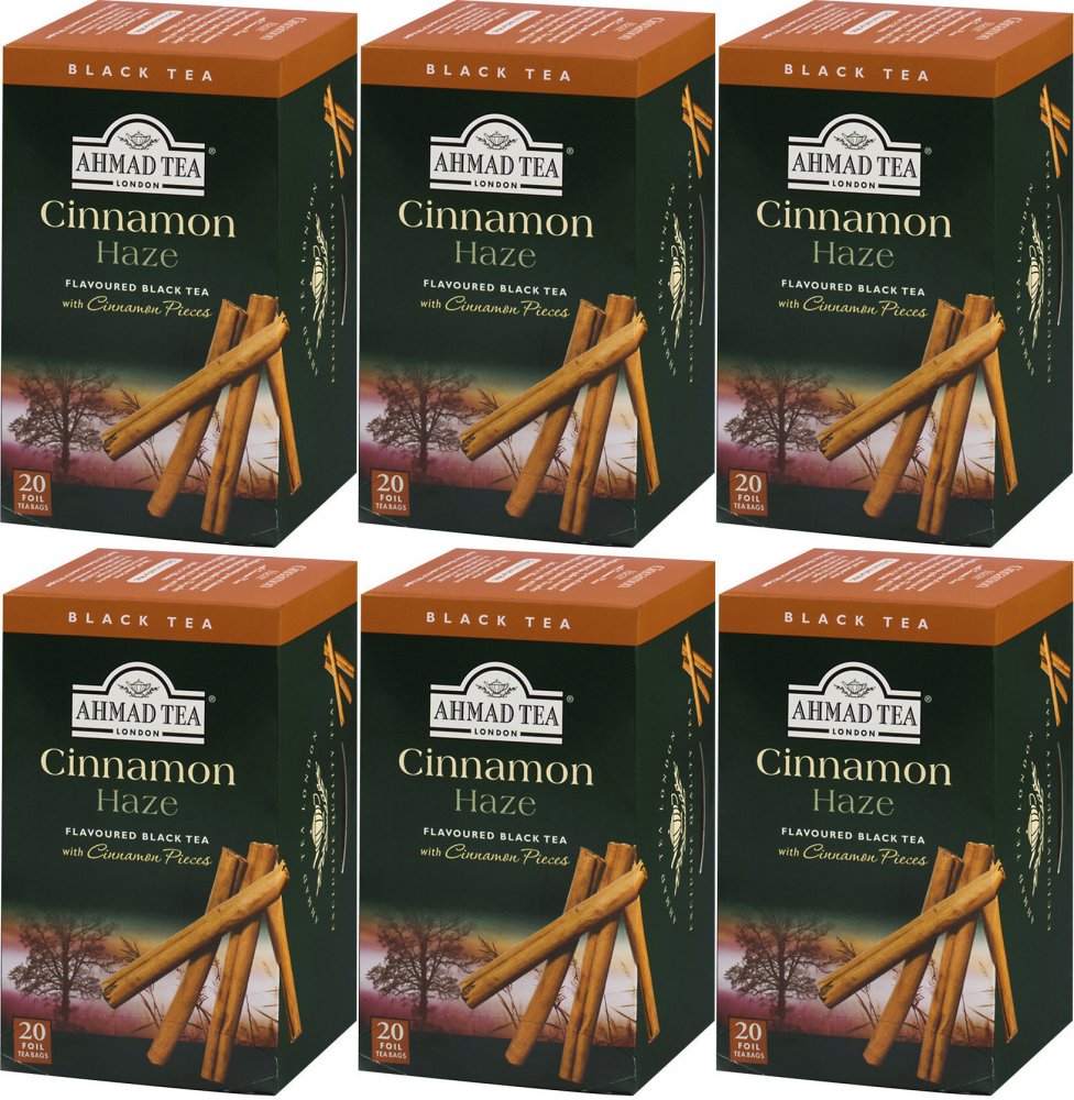 6x Herbata czarna aromatyzowana w kopertach Ahmad Tea London Cinnamon Haze, 20 sztuk x 2g