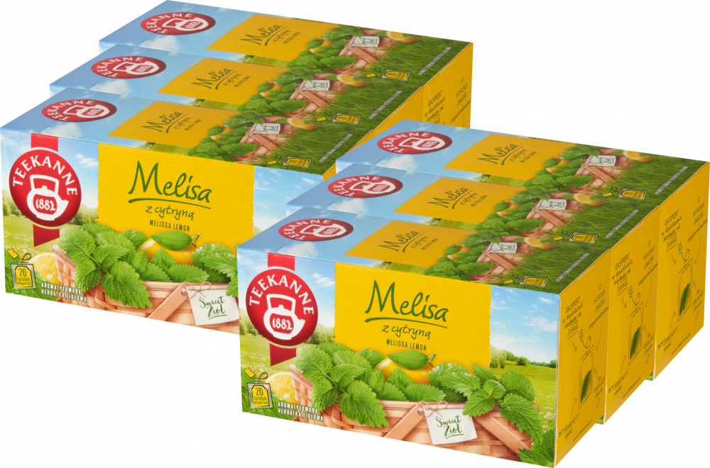 6x Herbata ziołowa w kopertach Teekanne, melisa z cytryną, 20 sztuk x 1.5g