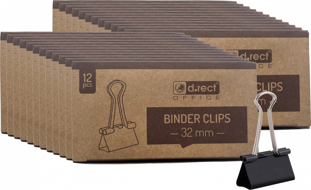24x Klip biurowy D.Rect, 32 mm, 12 sztuk, czarny