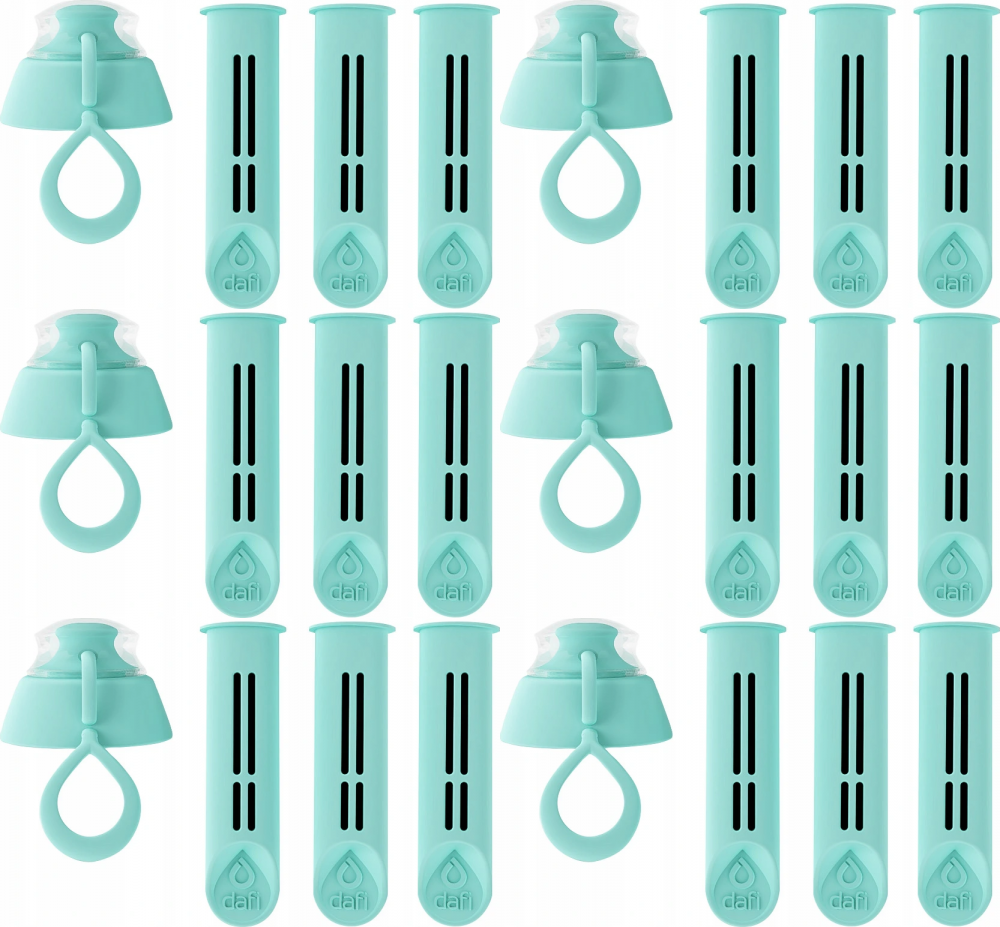 6x Filtr do butelki filtrującej Dafi, 3 sztuki + 1 zakrętka, miętowy
