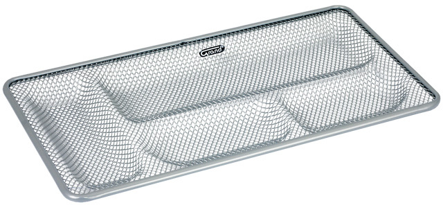 Przybornik na biurko Grand GR-095S, płaski, metalowy (druciany), 175x315x20mm, srebrny