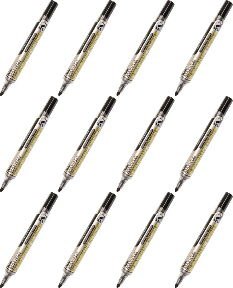 12x Marker permanentny Pentel Maxiflo, z tłoczkiem, okrągła, 4.5mm, czarny