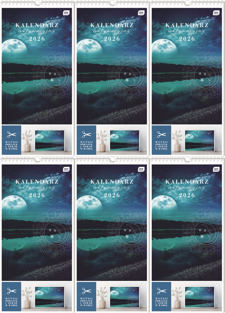 6x Kalendarz ścienny 2026, Interdruk, 22x46cm, miesięczny, Magia