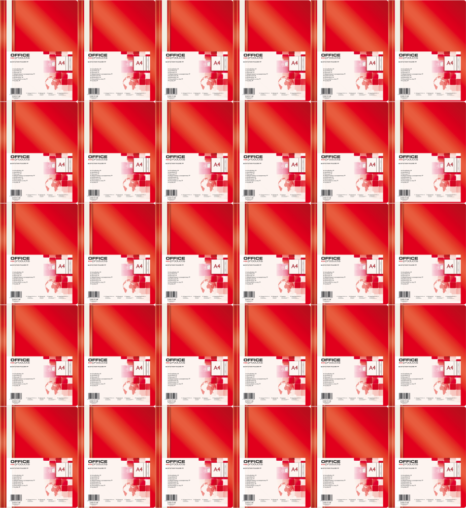 75x Skoroszyt plastikowy bez oczek Office Products, A4, do 200 kartek, czerwony
