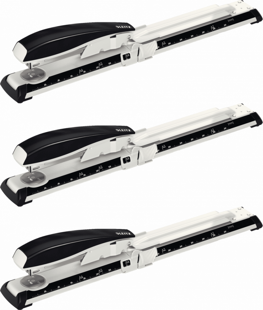 3x Zszywacz długoramienny Leitz NeXXt Series, do 40 kartek, czarny