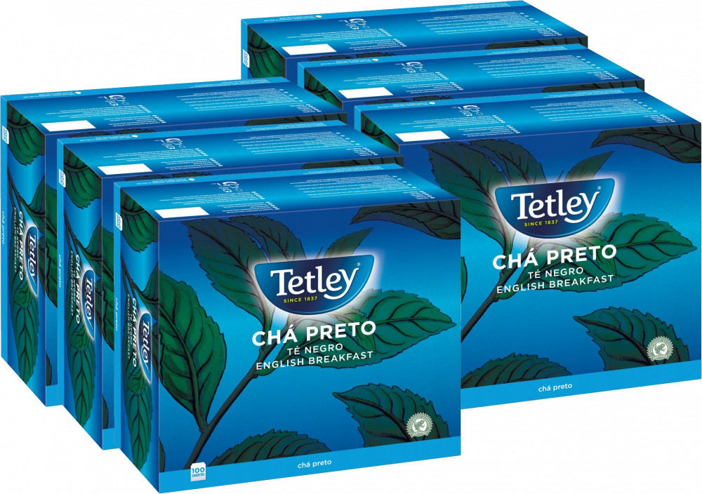 6x Herbata czarna w torebkach Tetley English Breakfast, 100 sztuk x 1.5g