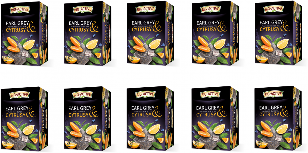 10x Herbata Earl Grey & Cytrusy w kopertach Big-Active, 20 sztuk x 2g