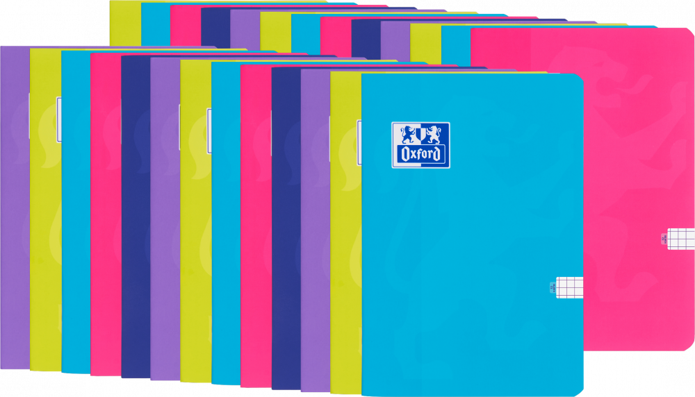 80x Zeszyt w kratkę Oxford Touch, A5, miękka oprawa, 32 kartki, mix kolorów