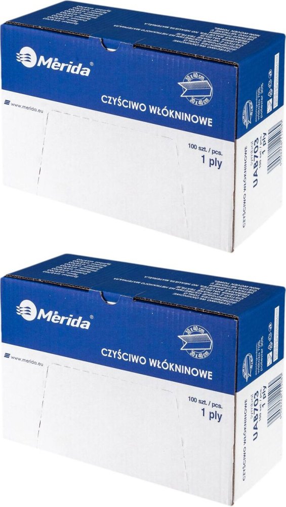 2x Czyściwo włókninowe Merida UAB703, 1-warstwowe, 30x40cm, 100 listków biały