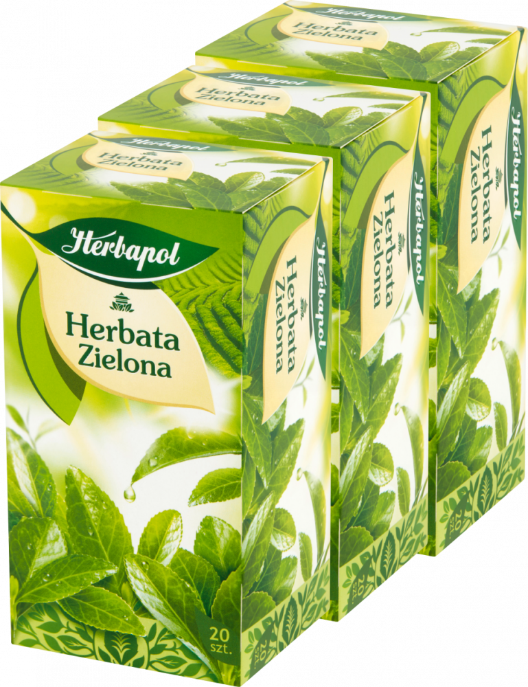 3x herbata zielona w torebkach Herbapol, 20 sztuk x 2g