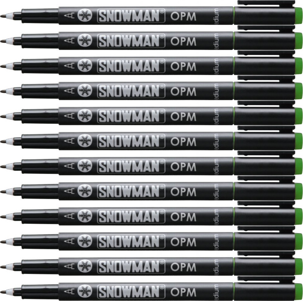 12x Foliopis permanentny Snowman OPM, średni, okrągła, 1mm, zielony