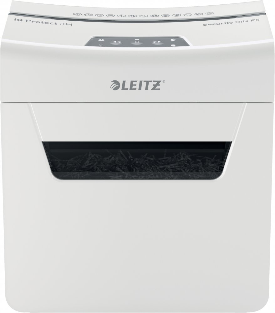 Niszczarka do papieru Leitz IQ Protect Premium 3M, mikrościnek, 3 kartki, P-5 DIN, biały