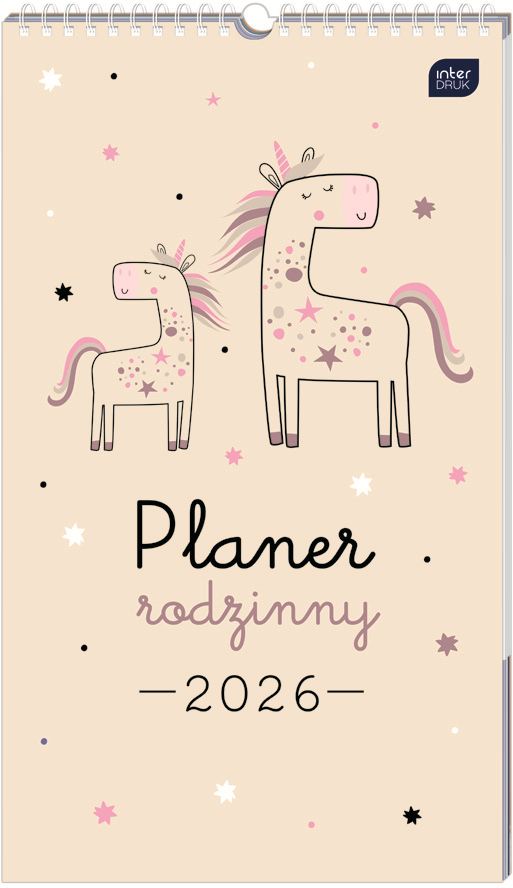 Kalendarz ścienny 2026, Interdruk, rodzinny, 25x43cm, miesięczny, Piccolo