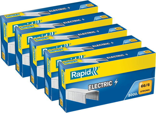 5x Zszywki Rapid Strong, 66/6 5M, 5000 sztuk, srebrny