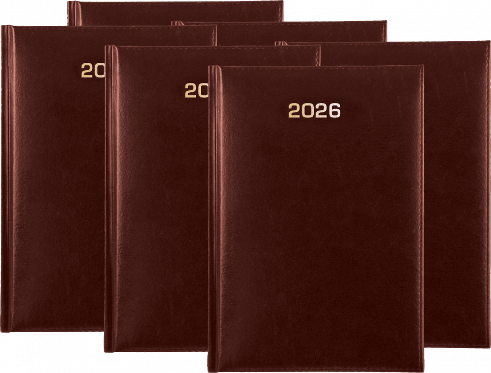 6x Kalendarz książkowy 2026, Udziałowiec, A5, tygodniowy, bordo