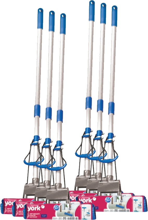 6x Mop gąbkowy York Top teleskopowy, kij + mop, niebieski