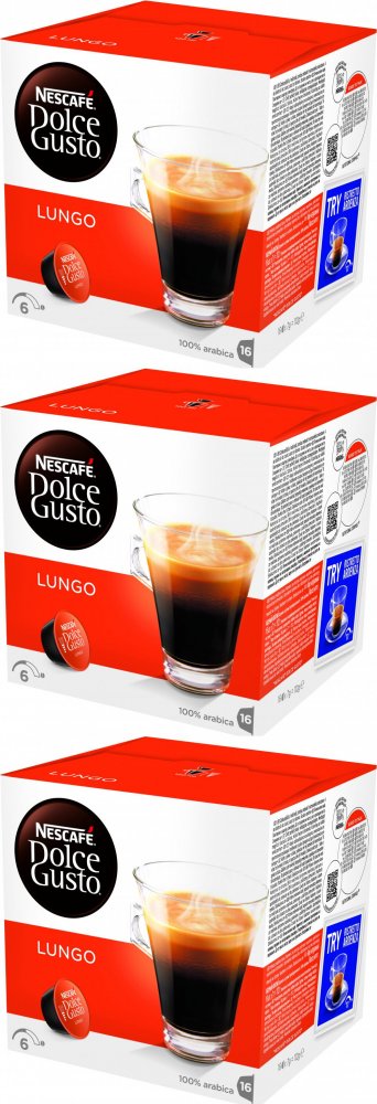 3x Kapsułki do ekspresu Nescafé Dolce Gusto Caffe Lungo, 16 sztuk