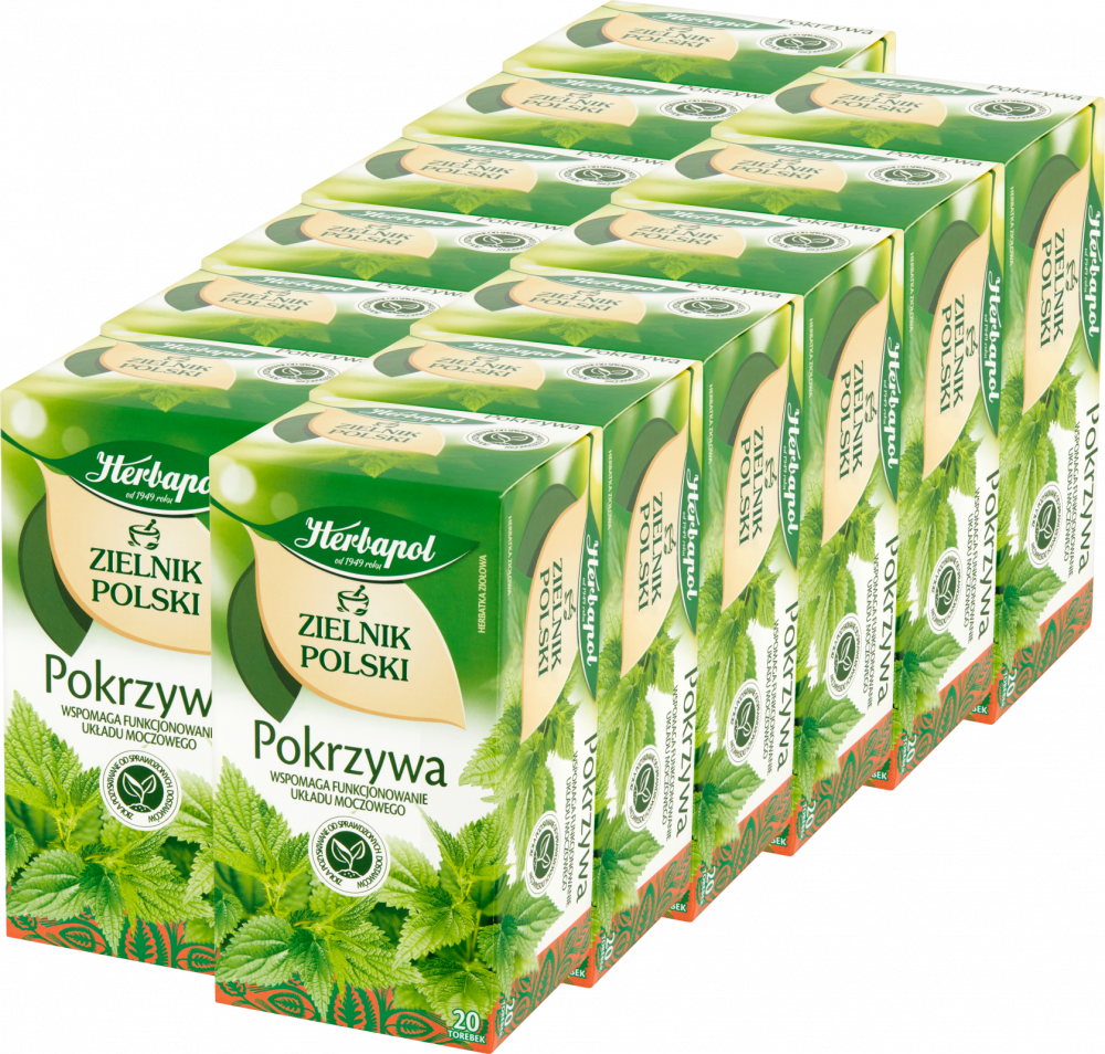 12x Herbata ziołowa w torebkach Herbapol Zielnik Polski, pokrzywa, 20 sztuk x 1.5g