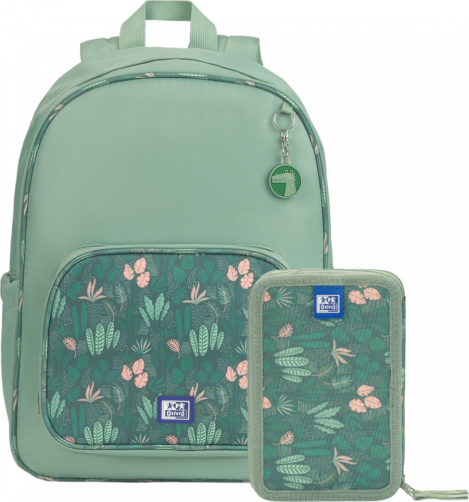 Zestaw: Plecak szkolny + Piórnik 2-komorowy Oxford Kids, zielony