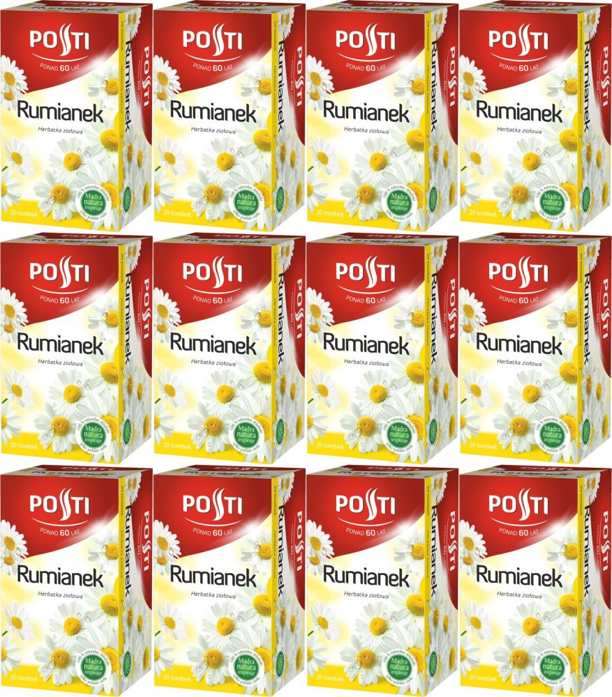 12x Herbata ziołowa w torebkach Posti, rumianek, 20 sztuk x 1.4g